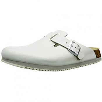 Zuecos Boston Super Grip de Birkenstock, Piel Natural, Color Blanco, Talla 37, Ancho Estrecho