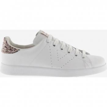 Victoria Tenis - Zapatillas de piel de mujer con trasera de glitter y logotipo troquelado