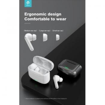 Auriculares Bluetooth TWS Devia Star E1 Blancos con Reducción Activa de Ruido y Carga Inalámbrica