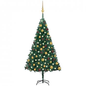vidaXL Artificial Pre-lit Christmas Tree with Ball Set Green 120 cm PVC