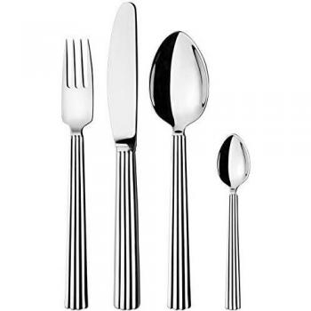 Georg Jensen - Vajilla de Acero Inoxidable con Acabado espejado, 4 Piezas