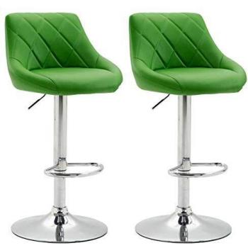 Set de 2 Taburetes Lazio Verde, Diseño Moderno, Similpelle, Girevoli y Regulables (83-104 cm) con Poggiapiedi
