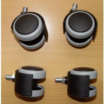 Rueda Doble para Muebles Auxiliares Giratoria, RUEDAS ALEX - IB BP, Fijación de Agujero, Aro de Polipropileno gris, Ø 50 mm