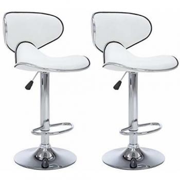 vidaXL 2X Sillas de Bar Cuero Sintético Blanco Taburete Asiento Cocina Comedor