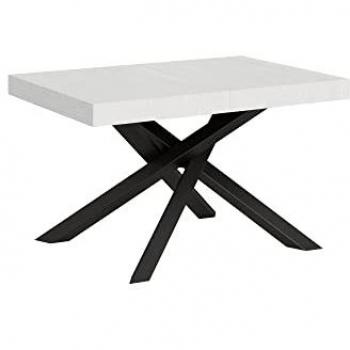 Mesa extensible Volantis 90x130/234 cm Blanco Fresno con estructura Antracita