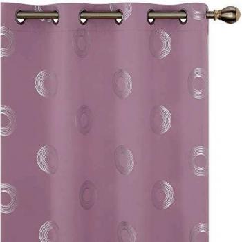 UMI Amazon Brand Cortinas Salon Opaca de Dibujos Redondo con Ollaos 2 Piezas 140x229cm Rosa Claro