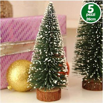 Set 5 Mini Árboles de Navidad Nevados 26cm - Decoraciones y Adornos Navideños