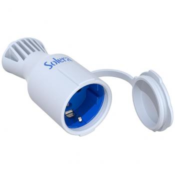 Base móvil bipolar con toma de tierra lateral tipo schuko 16A 250V en elastómero blanco
