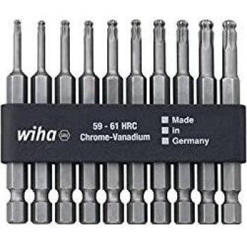 Juego de Bits Wiha Professional 70 mm TORX® Cabeza Esférica 1/4 con Barra de Bits de 11 Unidades (32804)