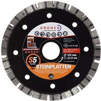 Dronco S5TURBO-125 Discos de Diamante, S5 Turbo, Placas de Piedra, Antes Evt, 125 Mm Diámetro, 2.2 Mm Espesor, Diámetro Eje 22.23 Mm