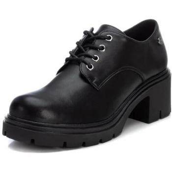 Zapatos de cordones para mujer Xti con tacón medio, suela de goma y color negro, talla 36