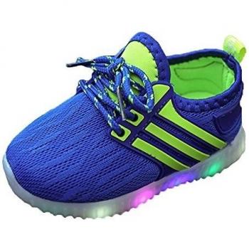 LED Zapatos de bebé de 4 Colores de Luz sin USB de Carga Zapatillas para Fiesta Navidad para niña y niño 0391 Azul EU 23