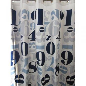 Wohn ideas cortina de ducha blanco con nmeros diferentes tonos azules 180 cm de ancho x 200 cm largo textil con anillos cosidos novedad