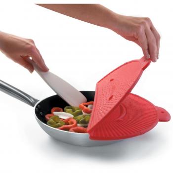 Lacor 71933 - Tapa antisalpicaduras de silicona 3 en 1, de 28 cm, rojo