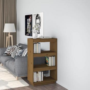 Estantería divisor de espacios madera pino 60x35x103 cm en color natural, blanco, gris y marrón miel - Mueble de almacenaje para oficina, estudio, sala de estar y dormitorio