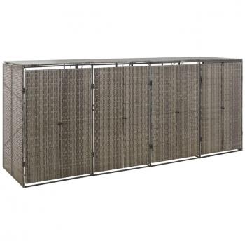 Quadruple Wheelie Bin Shed Grey 274x80x117 cm Poly Rattan