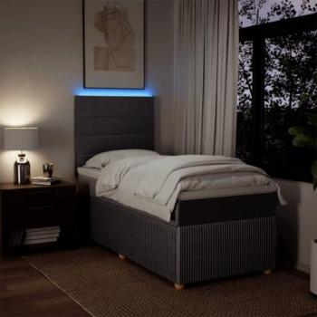 Estructura de cama box spring con colchón de muelles en tela gris taupe 90x190 cm