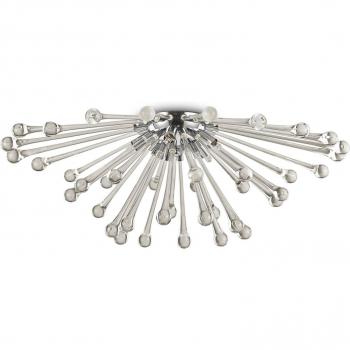 Lámpara de techo ahumada PAULINE 5 focos con diseño moderno, estructura metálica, acabado ahumado, cinco luces, gotas de vidrio decorativas y compatible con bombillas LED