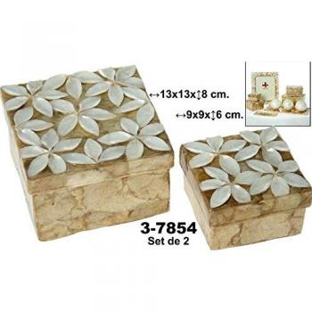 Juego de Cajas Decorativas Alexandra House Living Marrón Nácar 2 Piezas