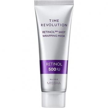 MISSHA Time Revolution Retinol 500 Shot Wrapping Mask - Anti-Aging Hydrating Facial Treatment 80g