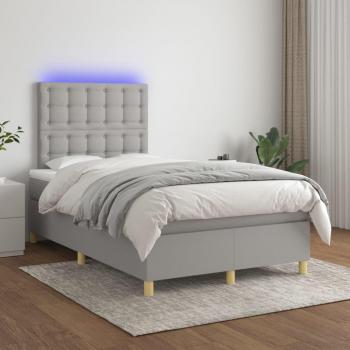 Colchón para cama box spring de muelles y tela LED gris claro 120x200 cm