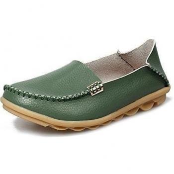 Lucksender - Mocasines de poliuretano para mujer, color Verde, talla 36,5 EU