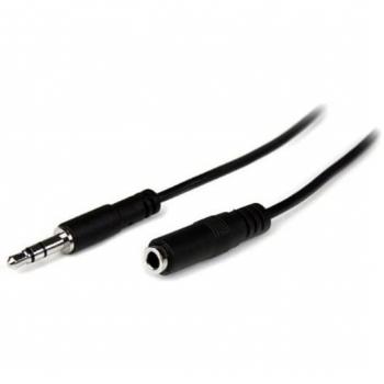 StarTech.com 1m Slim 3.5mm Stereo Extension Audio Cable - Male to Female, Nickel-Plated Connectors, 1-Meter Length, Black (MU1MMFS)