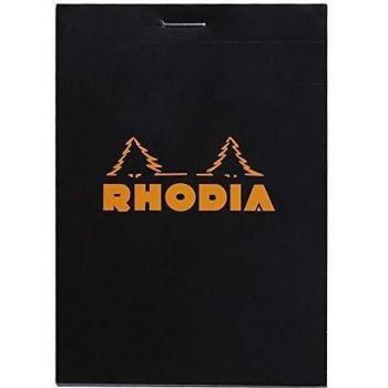 RHODIA 122009C - Bloc-Notes Agrafé N°12 Black - 8,5x12 cm - Petits Carreaux - 80 Feuilles Détachables - Papier Clairefontaine Blanc 80 g/m² - Couverture en Carte Enduite Souple et Résistante - Basics