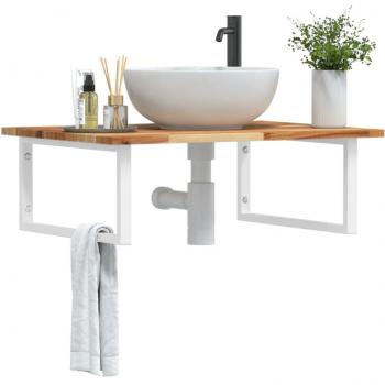 Estante de lavabo de pared acero y madera maciza de acacia Vidaxl Marrón
