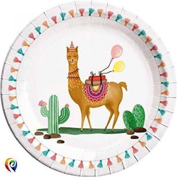 Color Baby- Llamas Pack 8 platos cartón 22cm, Multicolor