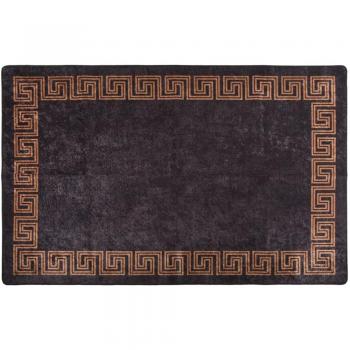 Alfombra lavable antideslizante negra y dorada 160x230 cm