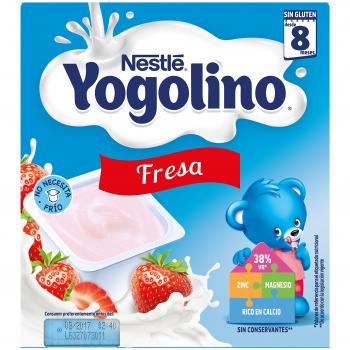 Postre Lácteo Nestlé Yogolino de Fresa para Bebés a partir de 8 Meses, Pack de 4 x 100g