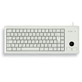 Teclado Compacto Cherry G84-4400 PS/2 con Trackball Óptico Integrado, 83 Teclas QWERTY, Diseño en Gris Claro