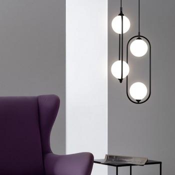 Lámpara de techo colgante Maytoni Ring 2 luces negro/blanco con pantalla de vidrio