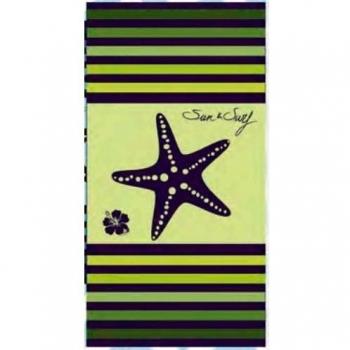 Set TOALLA PLAYA GRANDE (estrella verde) 100% ALGODÓN EGIPCIO MOD: (433C) 90X170CM y PACK CALCETINES tobilleros anti-presion