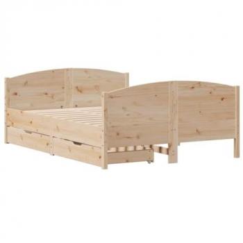 Estructura de cama sin colchón madera de pino maciza 120x200 cm