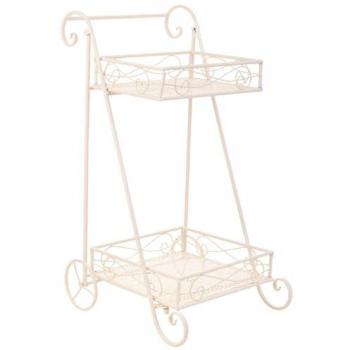 Soporte para Maceta de Hierro Blanco con 2 Baladas - Alexandra House Living 23 x 65 x 28 cm