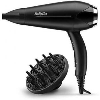 Secador de Pelo BaByliss Turbo Smooth 2200W con Difusor, 3 Temperaturas/2 Velocidades y Aire Frío - Negro