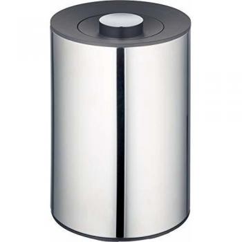 Cubo de basura Keuco Plan 5L, acabado cromado y tapa negro-gris RAL 7021, acero inoxidable pulido