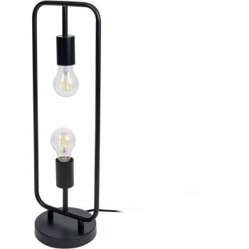 Lámpara de mesa Lucande Tornike, 2 luces, diseño moderno, color negro, material hierro, casquillo E27, adecuada para salón y comedor