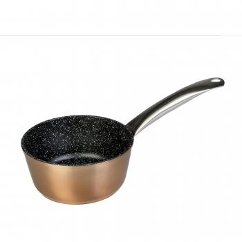 WECOOK! Professional Cazo Inducción 18 cm, Antiadherente Ecológico sin PFOA, Aluminio Forjado, Color Cobre, 2,8 mm Espesor, Asas de Acero Inoxidable, Vitrocerámica, Gas, Horno, Lavavajillas