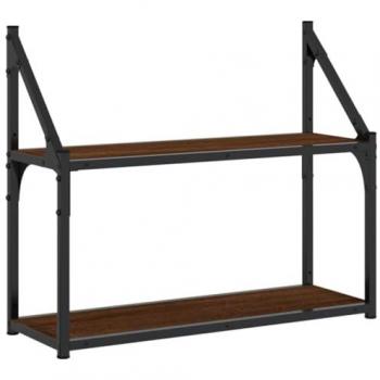 Estantería de pared de madera ingeniería 60x21x51 cm en colores Negro, Roble Sonoma y Roble ahumado, mueble de almacenaje para oficina, estudio y dormitorio