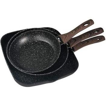 Thulos Juego de 2 sartenes Ø20-Ø24 + Grill Ø28 cm, Revestimiento Piedra