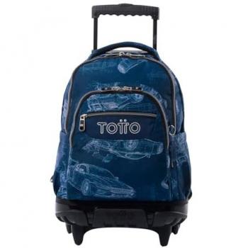Mochila Escolar con Ruedas TOTTO Modelo Renglones, Capacidad 26,21 Litros, Bolsillo para PC 14, Bolsillo para Botella, Correas en S para Mayor Comodidad, Resistente,