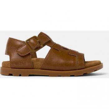 Sandalias cerradas Camper Brutus para niños de piel con cierre adherente, color marrón