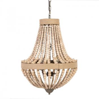 Lámpara de techo Chandelier de yute y madera natural Ø 50x67 cm, 220-240 V