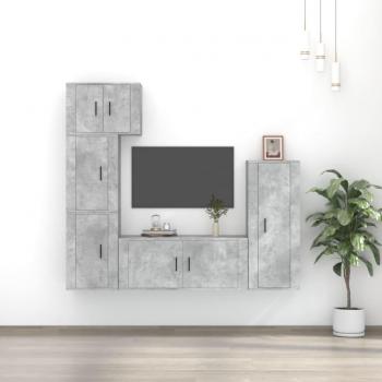 Set de muebles de TV 5 piezas madera contrachapada gris hormigón