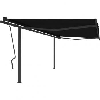 Toldo retráctil manual con postes gris antracita 4,5x3,5 m