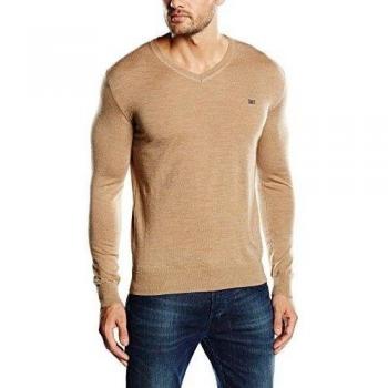 Pedro Del Hierro, Pico Merino - Jersey cuello pico en lana merino para hombre, color beige, talla S
