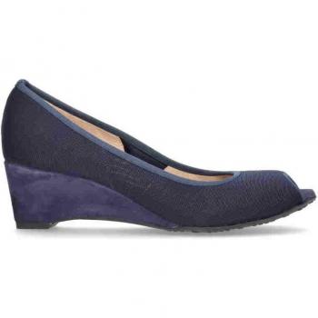 Cuñas de mujer MASCARÓ Rose, zapatos de salón de mujer en tela elástica transpirable azul marino